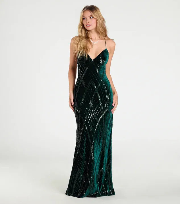 Luxury Mermaid Spaghetti Straps Sleeveless Lace-Up Floor-Length Prom Dress